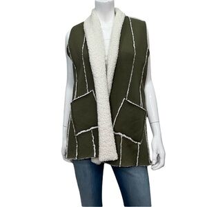 HABITAT Olive Green Sherpa Lined Vest Cozy Layering Jacket Size M